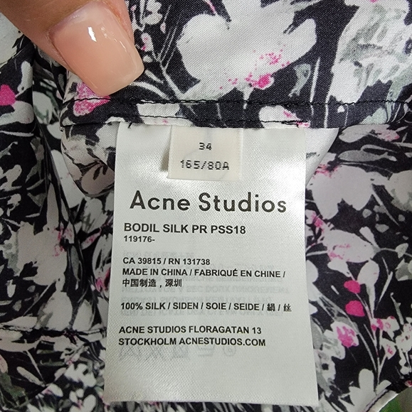 Acne Studios Bodil Silk Blouse Floral Size 34 US XS - Picture 6 of 9